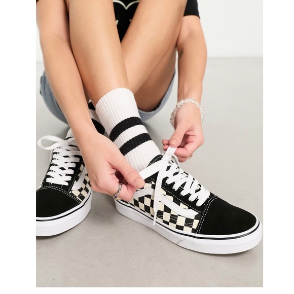 Vans Old Skool Checkerboard Lace Up Low Top Canvas Suede Skate Sneaker 4/5.5 - Picture 10 of 16